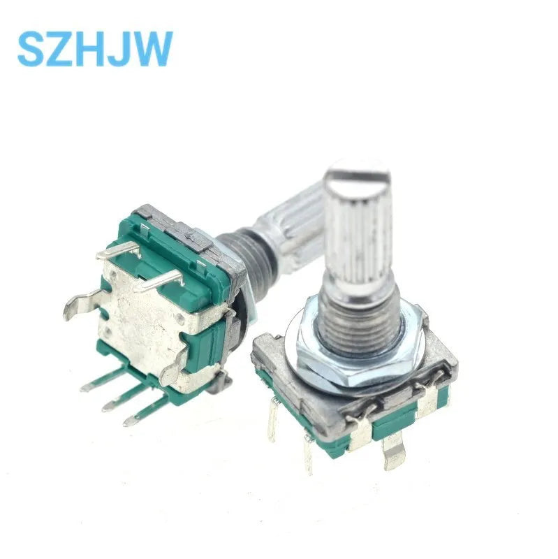1-100PCS EC11 Rotary Encoder Switch 20 Positions 360 Degree 5Pin Push Button Shaft Length 15mm Plum Bossom Half Shaft