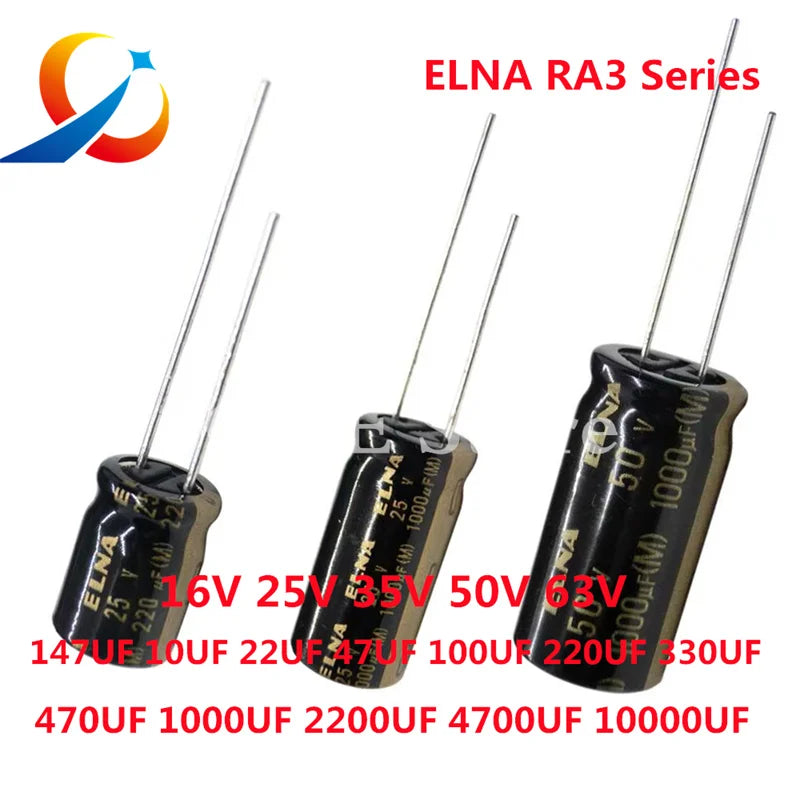 ELNA RA3 Series HiFi Audio Capacitor 16V 25V 50V 63V 10uF 22uF 47uF 100uF 220uF 470uF 1000uF 2200uF 3300uF 10000uF Original 20%