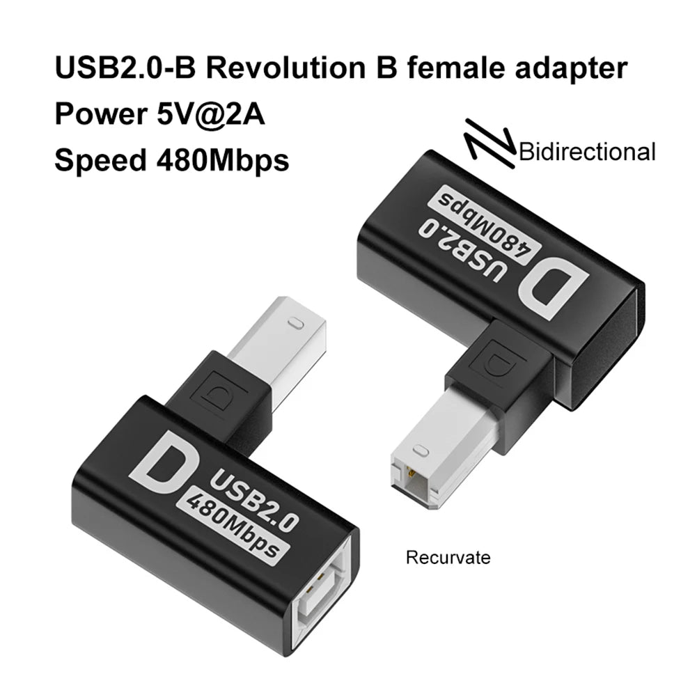 Elbow USB2.0 Printer Adapter USB Type B Male to Female For Printer Hard Drive Base Fax Machine Scanner USB 2.0 Printer Adapter