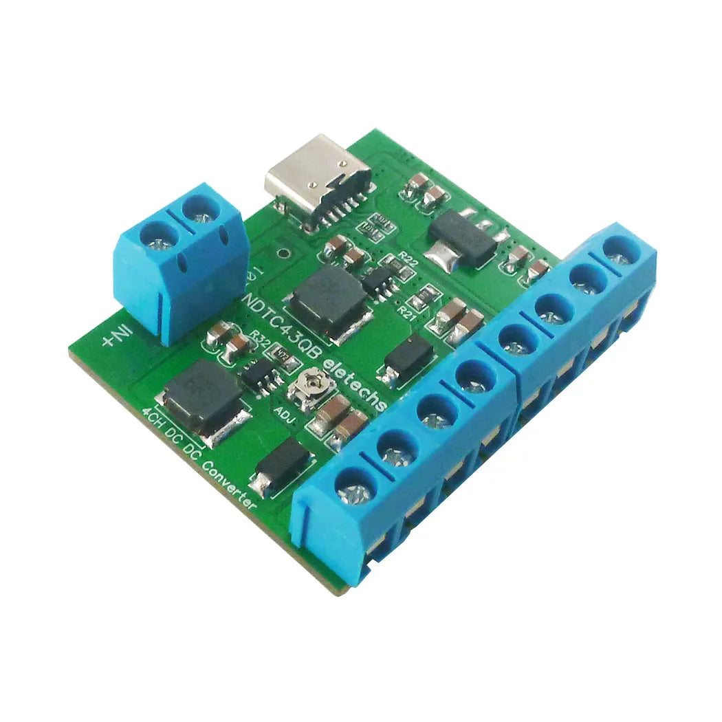 4CH 20W 3.3V 5V 12V ADJ TYPE-C Voltage Converter DC-DC Boost LDO Buck Power Supply for Arduino ESP8266 Raspberry Pi Breadboard