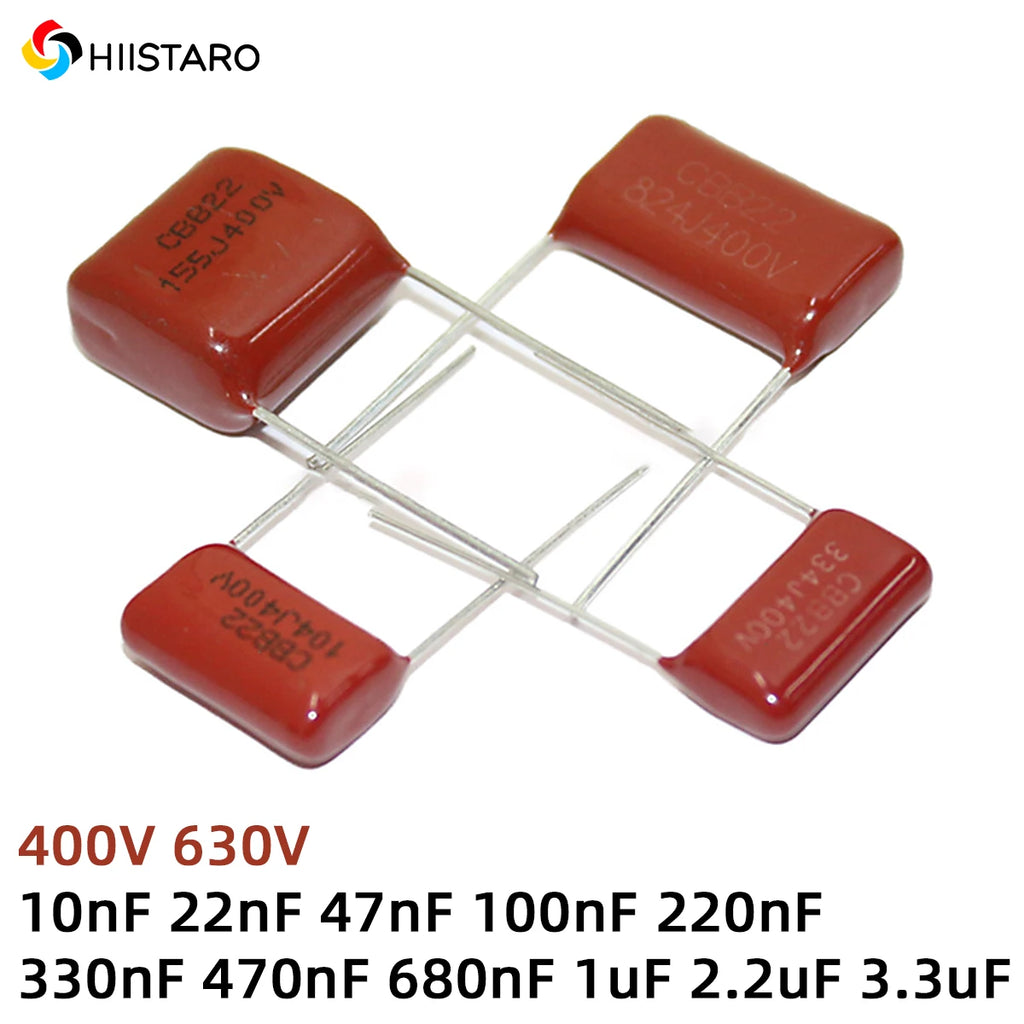 10Pcs 400V 630V CBB Polypropylene Film Capacitor 10nF 22nF 47nF 100nF 220nF 330nF 470nF 680nF 1uF 2.2uF 3.3uF