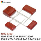 10Pcs 400V 630V CBB Polypropylene Film Capacitor 10nF 22nF 47nF 100nF 220nF 330nF 470nF 680nF 1uF 2.2uF 3.3uF