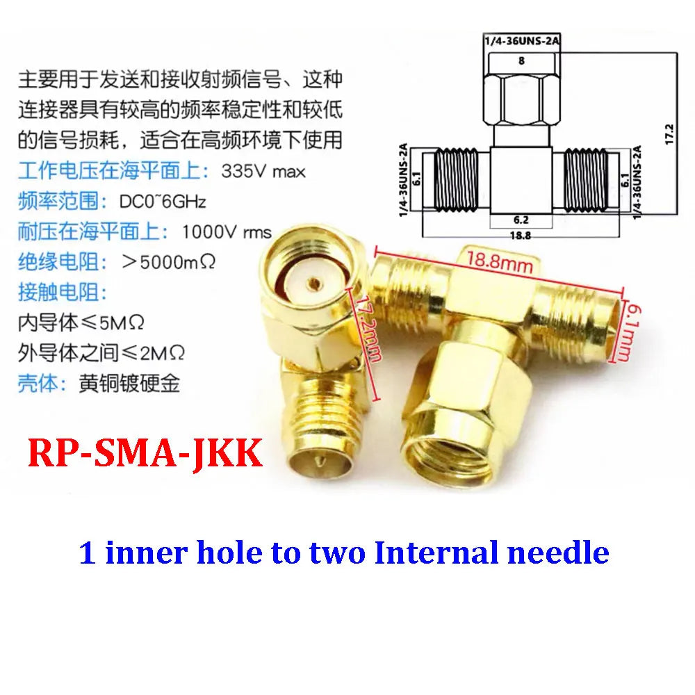 1/3/5piece SMA Male Female RF Straight Connector 90 Degree Right Angle Tee Type 3Way Splitter RPSMA To RP-SMA Male Adapter