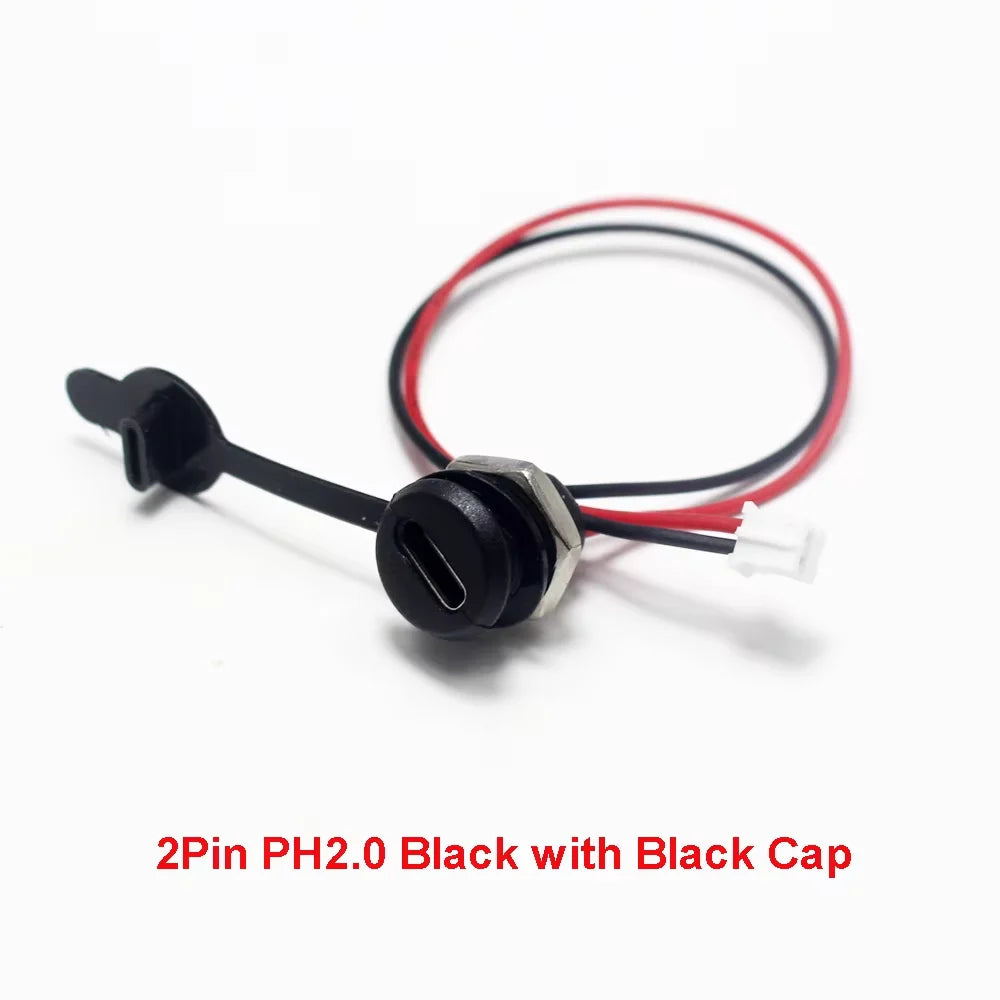 1PCS 2/4/5Pin USB-C Connector Type-C Waterproof with PH 2.0 Nut Locking Panel Mounting TPC Waterproof Fast Charging Jack Port