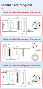 Metal Emergency Stop Button Switch 16/19/22mm Mushroom head Waterproof Stainless steel  Press Rotary Power off STOP 1NO1NC2NO2NC