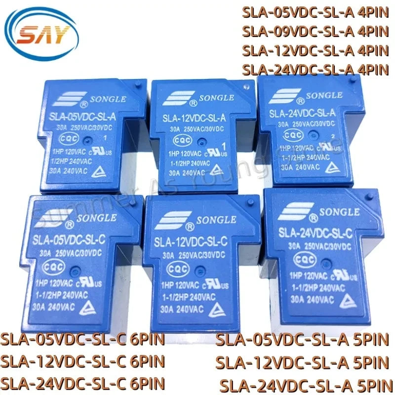 1PCS Power relay SLA-05VDC-SL-A SLA-12VDC-SL-A SLA-24VDC-SL-A -C T90 30A 4/5/6PIN 5V 12V 24V 48V Time Relay