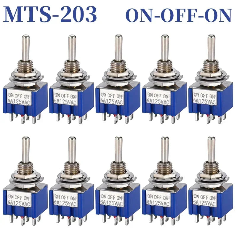 10Pcs Waterproof Cap Miniature Toggle Switch ON-OFF-ON / ON-ON SPDT DPDT MTS-102 MTS-103 MTS-202 MTS-203 Rocker Switch