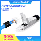 Tool Free RJ45 Cable Extender Junction Adapter, CAT6A CAT7 Ethernet Coupler Network Cable Extension Connector Toolless