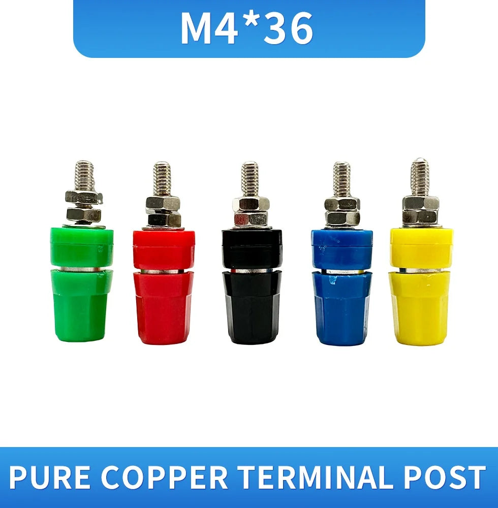 1PCS/5PCS M4X36 Pure Copper Terminal 4mm Banana Jack Socket 20A Binding Post Banana Plug Connector