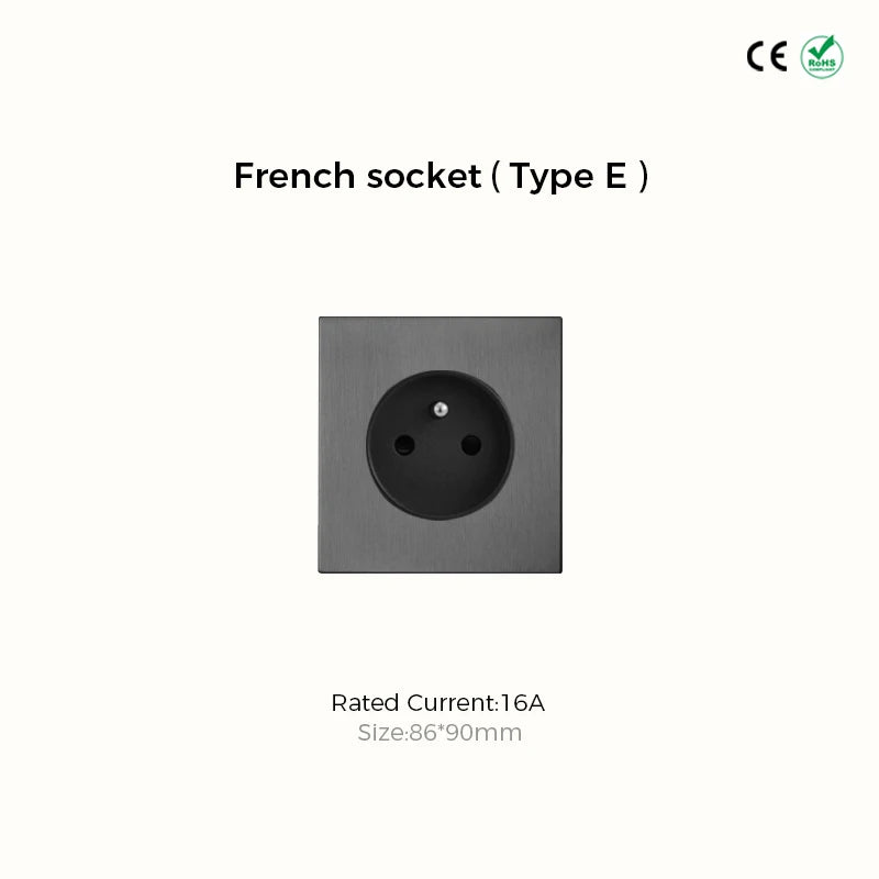 Avoir Wall Toggle Switch Gray Stainless Steel Panel Light Switches 2Way Power Socket Europe Korea French Electrical Outlets Home
