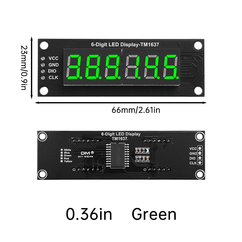 0.36" TM1637 4-Digit 6 Bits 7 Segments Digital Tube Clock Module Double Dots LED Display Screen Board for Arduino