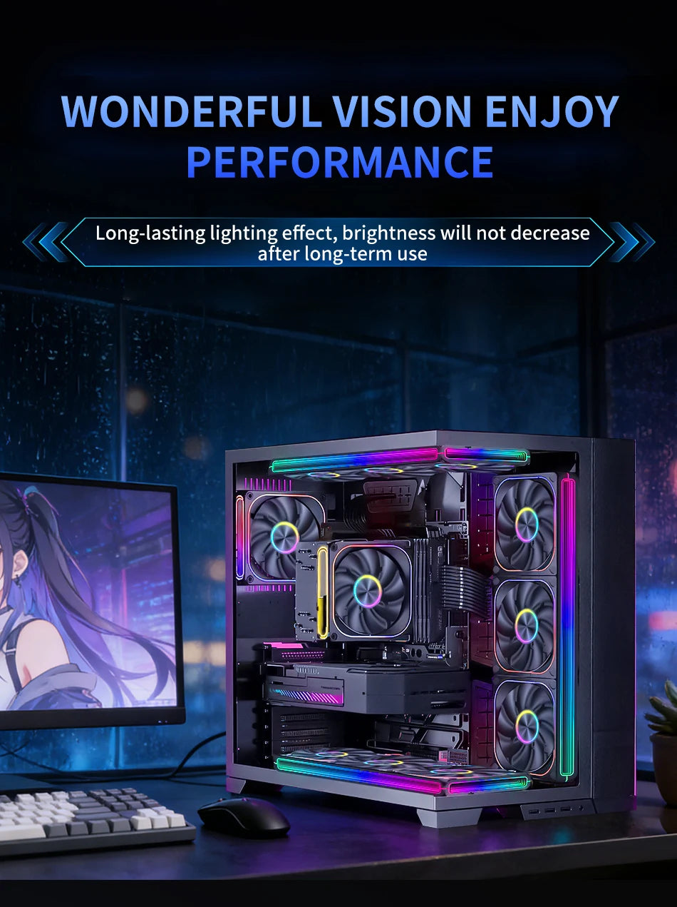 V360/120 ARGB Computer Case Cooling Fan, Infinity Mirror Series/CD pattern/Hydraulic bearings Integrated cooling fan