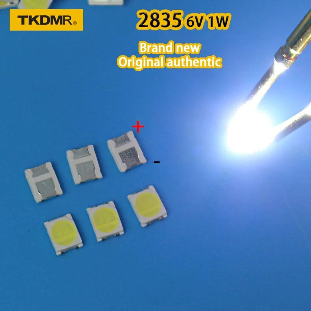 TKDMR 1000/500pcs LED 3528 2835 1210 Light Beads High Power 1W 3V and 6V Cool White for LED LCD TV Backlight Application