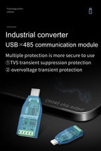 Industrial USB To RS485 Converter Upgrade Protection RS232 Converter Compatibility V2.0 Standard RS-485 A Connector Board Module