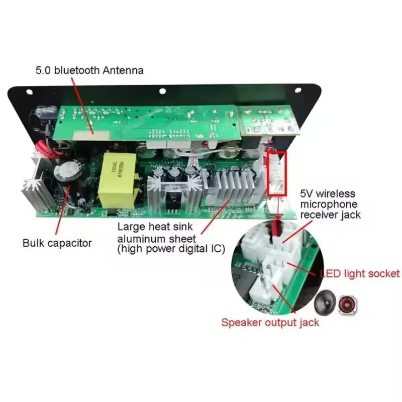 D100 BT Amplifier Board Karaoke Audio Speaker Subwoofer Bass Hifi Amplificador Board Audio Amplifier Board 100W for car home
