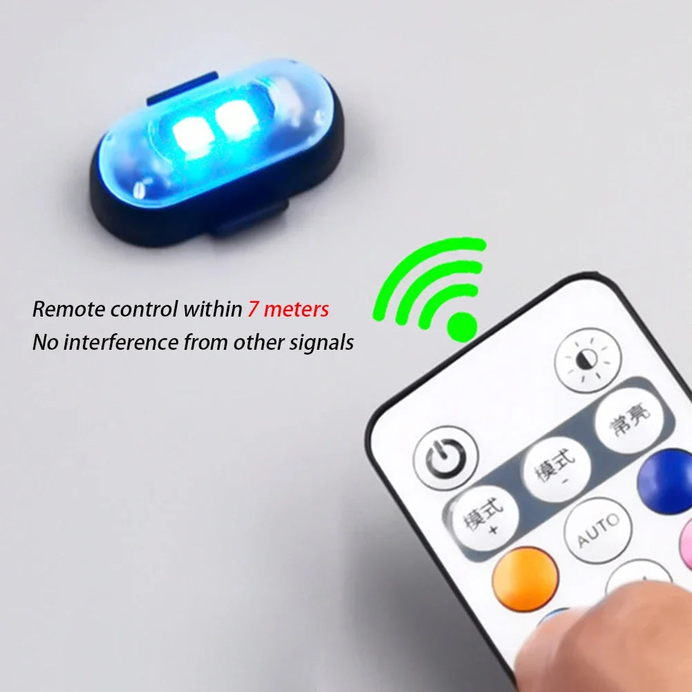 Car Motorcycle RGB LED Strobe Lights 8 Colors LED Flash Position Wireless Light Aircraft Airplane Helicopter Warning Lights