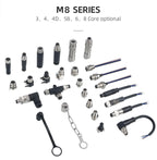M8 IP67 Waterproof Circular Connector 3 4 5 6 8 Pin Front Rear Panel Mount Solder Industrial Socket Screw M8 M10 M11 M12