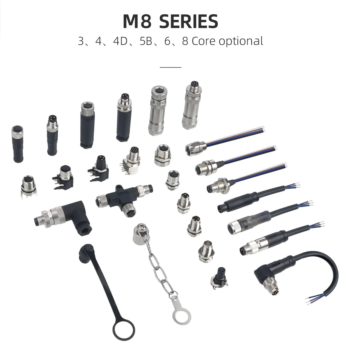 M8 IP67 Waterproof Circular Connector 3 4 5 6 8 Pin Front Rear Panel Mount Solder Industrial Socket Screw M8 M10 M11 M12