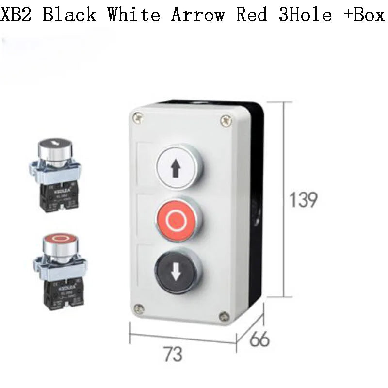 NEW XB2 Metal button switch control box start stop industrial identification symbol self reset circular emergency stop SWITCH
