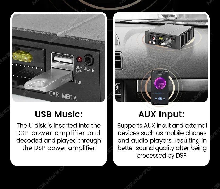 Android Radio DSP Audio Processor 4*80W Amplify Automotive Sound Modules Electronics Stereo Amplifer APP Automobiles Car Parts