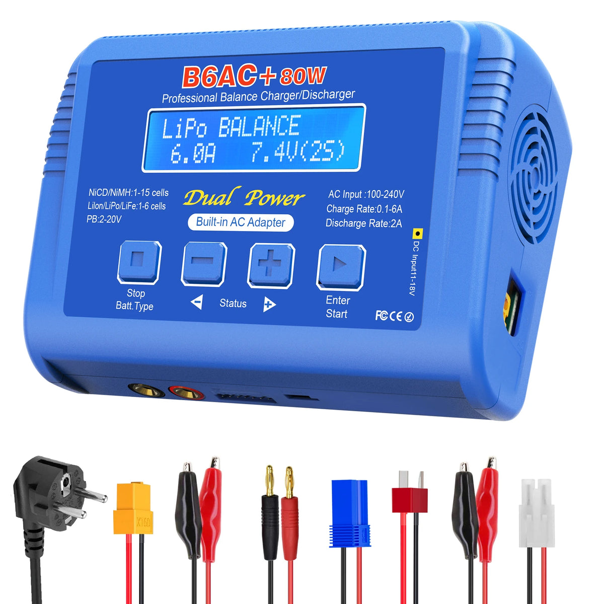 iMAX B6AC+ Battery Charger 15V 6A Built-in Adapter Lipo NiMh Li-ion Ni-Cd Digital RC Balance Charger Lipro Charger Discharger
