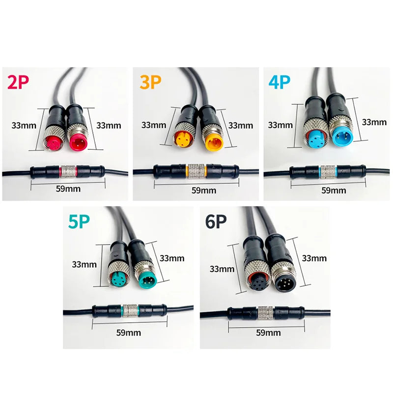 5/20PCS M9 Waterproof Connector 2/3/4/5/6Pin Aviation Plug Male And Female Docking Cable Electric Vehicle Lamp With Cable 20CM