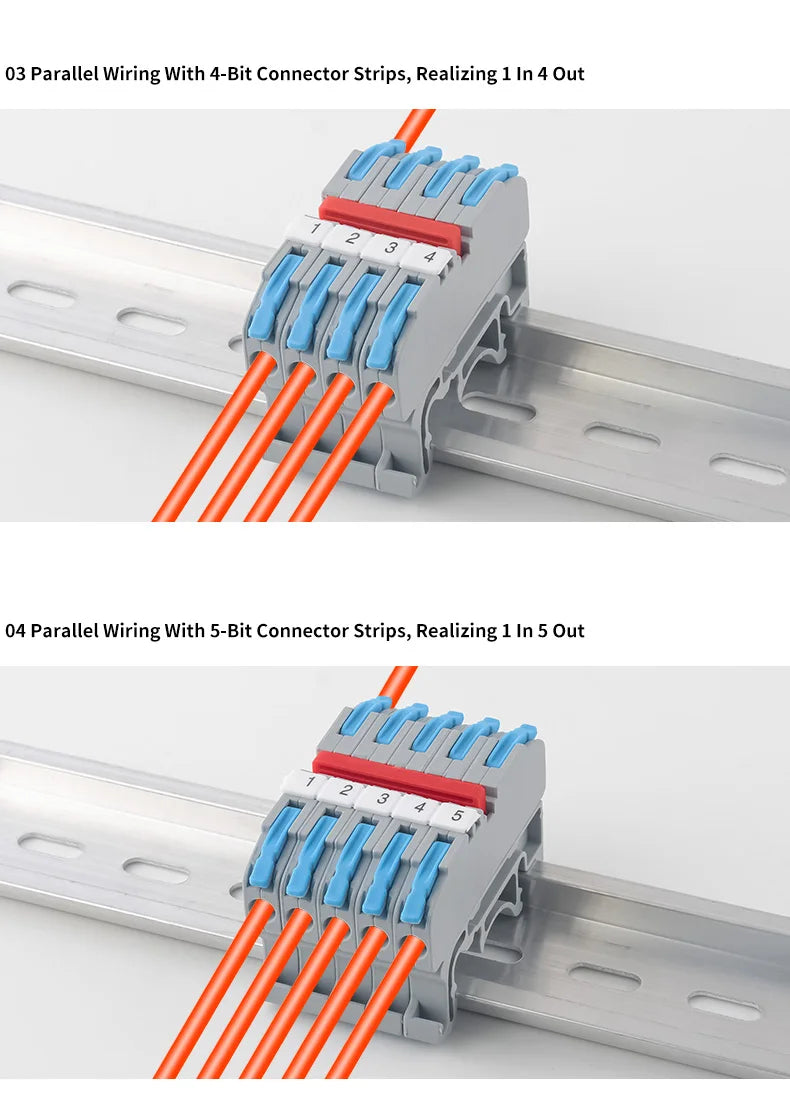 6MM DIN Rail Terminal Blocks Free Splicing Compact Quick Lever Wiring Connector Spring Cable Connection Terminal Press 32A 450V