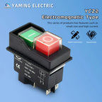 YCZ2 Electromagnetic Switch 4/5 Pin 110V/220V Momentary(Reset) On Off Red/green Push Button Emergency Stop Replace KJD17