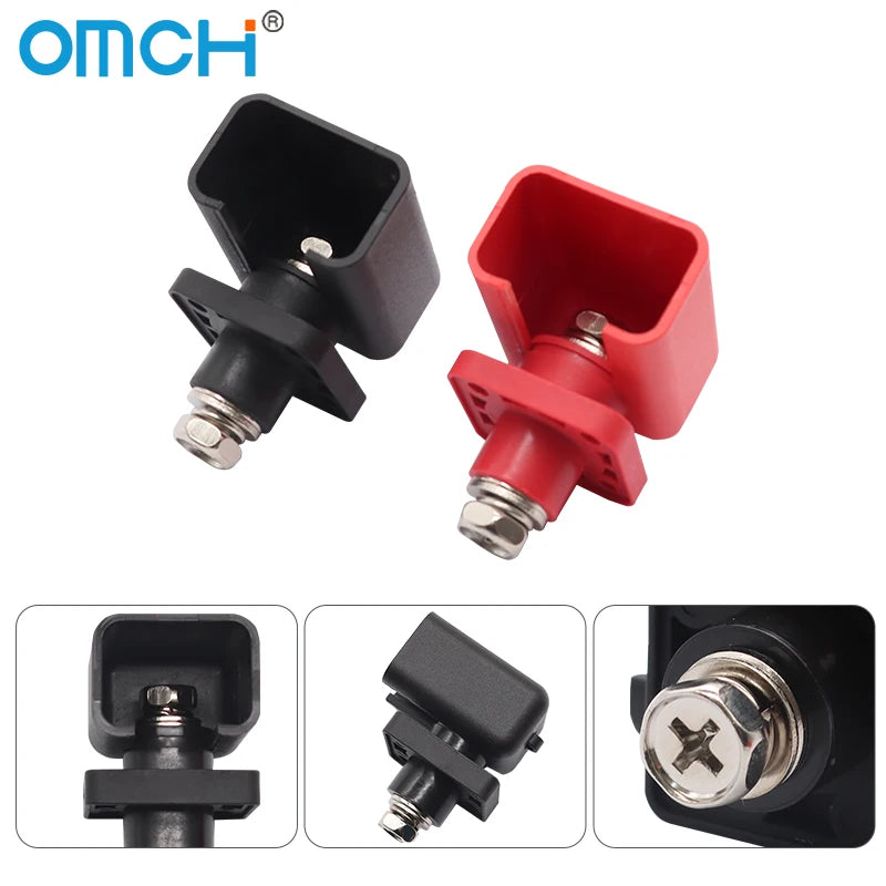 OMCH Red/Black Through Wall Type Copper Terminal Connector 120A 200A High-Current Lithium Battery Energy Storage Terminal