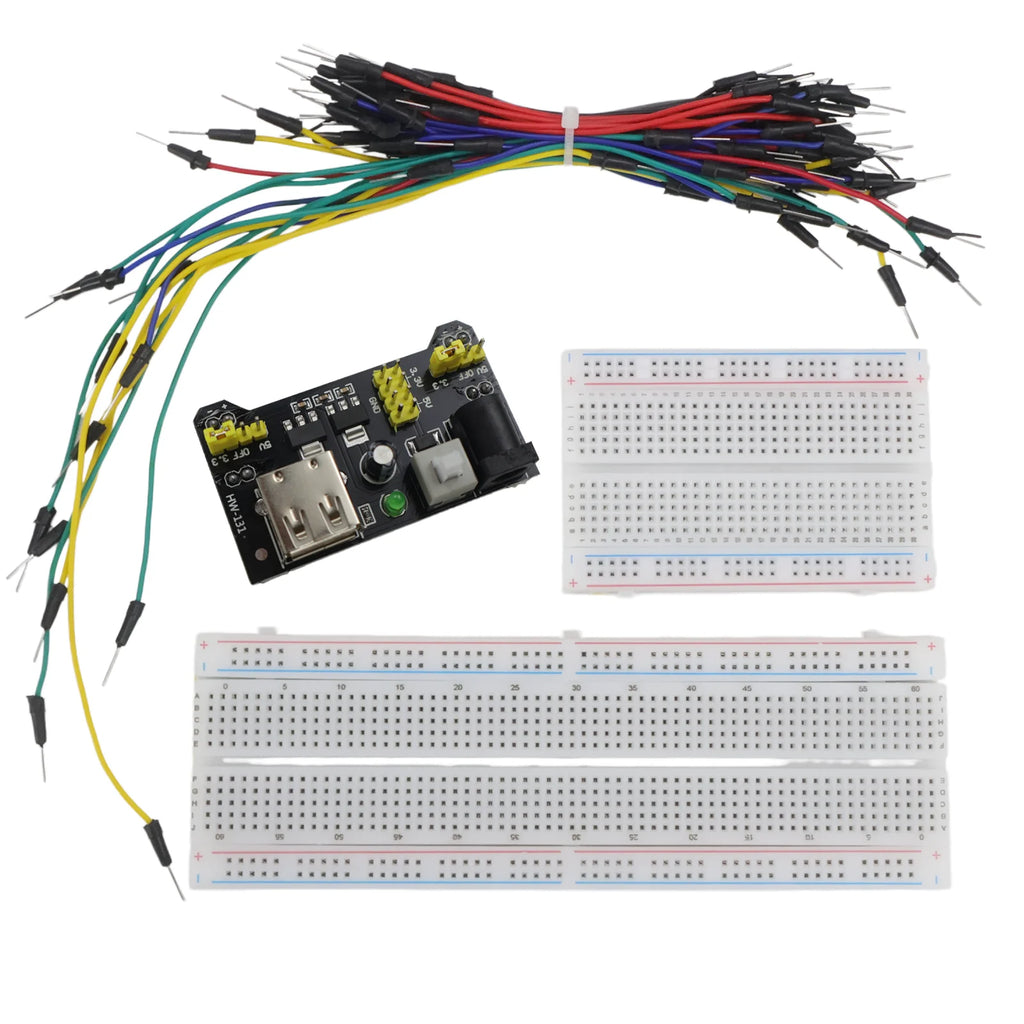 MB-102 830 Points Breadboard with 65pcs Jumper Wires Solderless PCB Prototype Board for Arduino DIY Kit