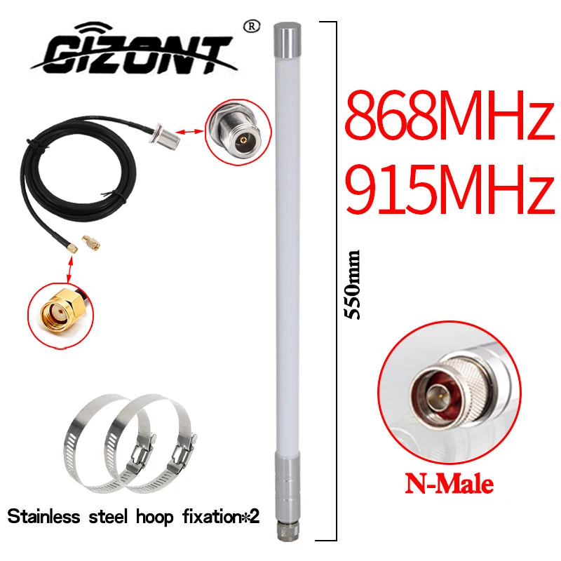 868Mhz 915Mhz LORA Antenna Helium Hotspot Miner Outdoor Fiberglass Antenna RG-58U RP-SMA Cable For RAK Nebra Bobcat