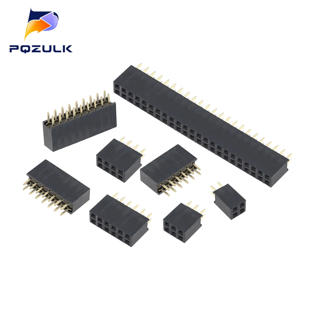 10PCS 2.54mm Double Row Female 2~40P Breakaway PCB Board Pin Header Socket Connector Pinheader 2*2/3/4/6/10/12/16/20/40Pin