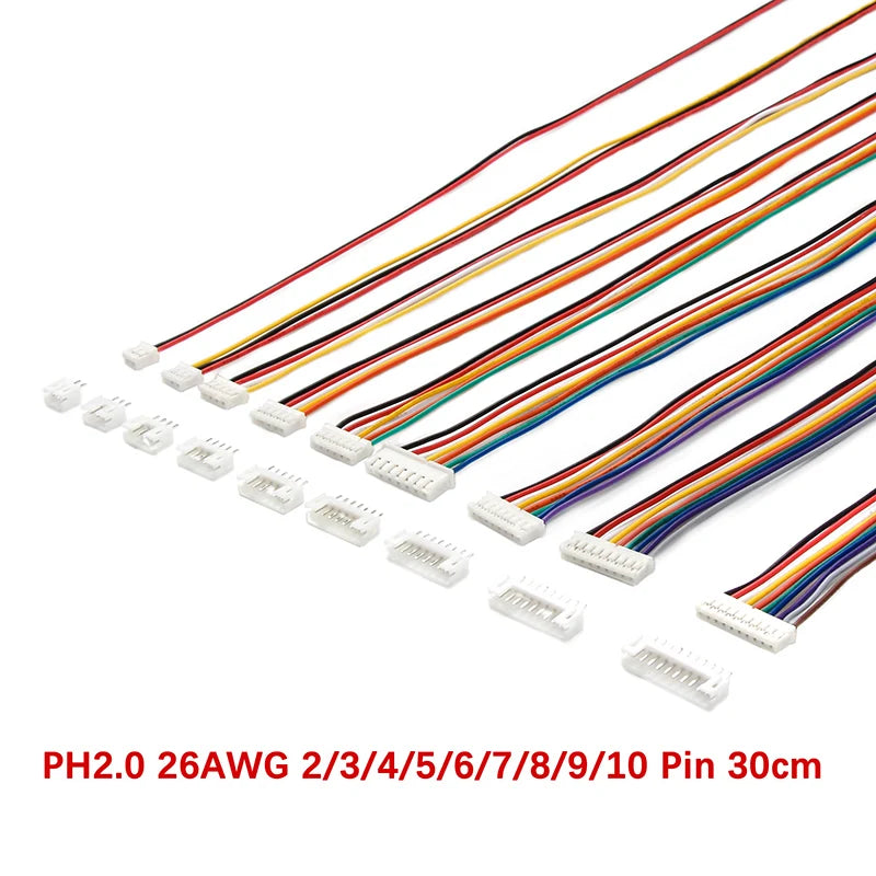 10PCS 1.5 2.0 2.54 ZH/PH/XH Female Male Plug Connector Socket 2/3/4/5/6/7/8/9/10P Pin Pitch with Cable Wire 15/30cm