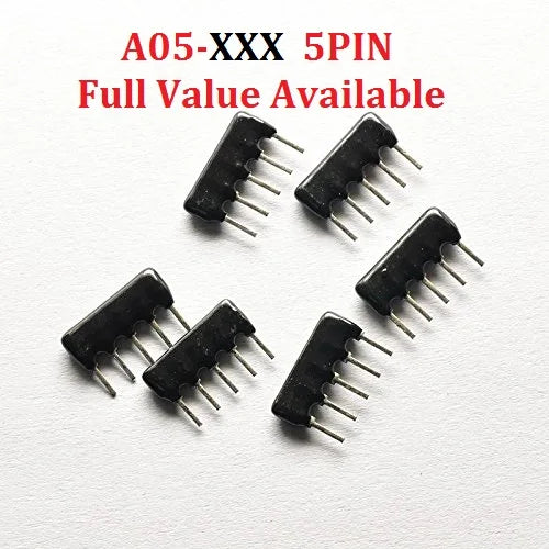 20PCS Resistor Network A05-101/102/103/472/331/203/151/473/222/223/511/512/471/221/333/G/J/R/Ohm 1k 10K 4.7K 330R 150R 100R 5PIN