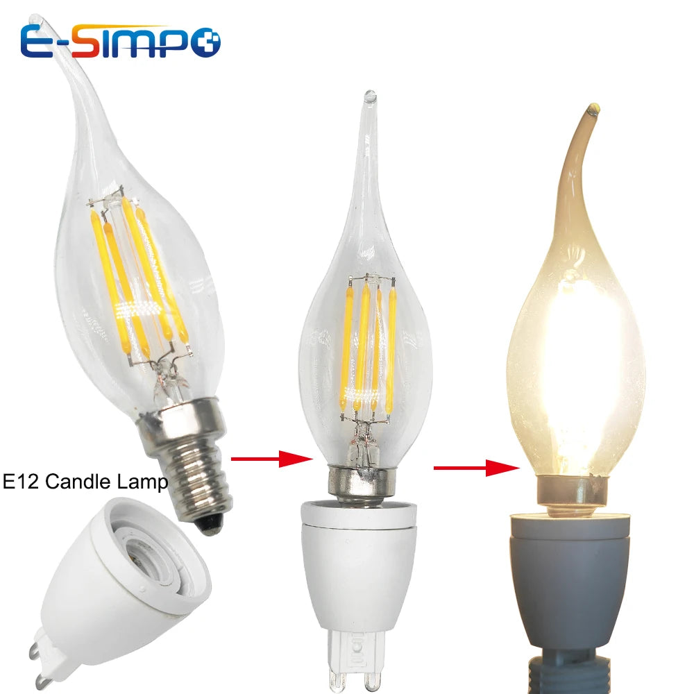 2pcs G9 to E14 E12 CFL LED Halogen 2Pin Base to EU US Standard Candelabra Chandelier Light Holder Socket Converter Adapter