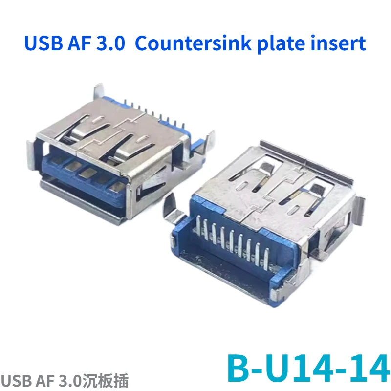 5PCS  USB Connector 3.0 A-type Female Socket AF Type 90 Degree Side Plug 180 Degree USB 3.0 B-port Printer Data