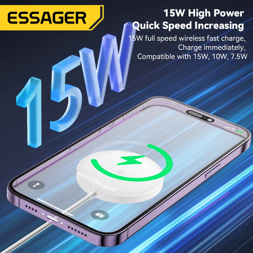 Essager 15W Magnetic Qi Wireless Chargers Fast Charging  for iPhone 14 13 12 Pro Max PD Fast Charging For Xiaomi Pad Adapter