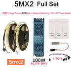 DC24V WS2811 COB LED Light Strip Kit 5M 10M 360LEDs/m Addressable Running Water Flowing Lamp With Wireless Controller Power Kit