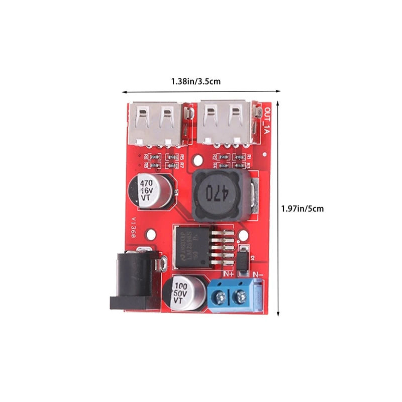 1Pc DC 9V 12V 24V 36V To 5V 3A Double USB Charge DC-DC Step-down Converter Car Charging Solar 3A Voltage Regulated Power Module.