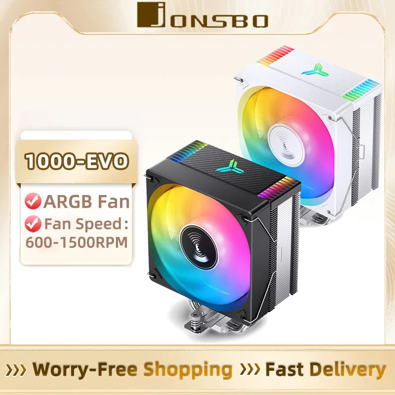 JONSBO CR-1000EVO CPU Cooler 120mm ARGB PWM CPU Cooling Fan 4 Heat Pipes TDP 220W Radiator For intel LGA 115X 1200 1700 AM4 AM5