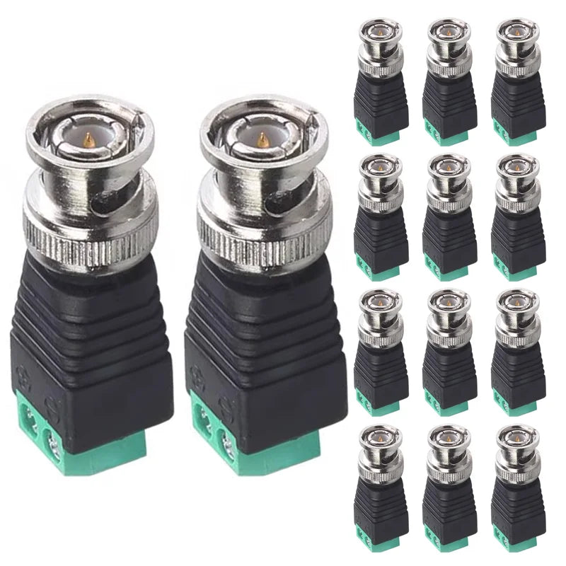 5/20PCS Male Metal BNC Connector with DC Connector Screw Terminal UTP Video Balun for CCTV Surveillance Camera CCTV System