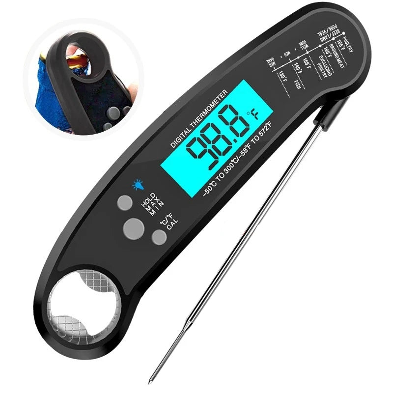 LMETJMA 0.5 Sec Instant Read Meat Thermometer Digital Waterproof Food Thermometer with Backlight Kitchen Thermometer For BBQ ﻿