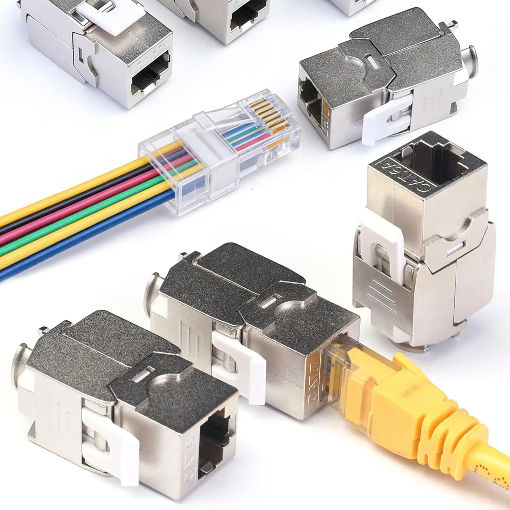 Metal Cat7 6 Cat6A Keystone Jack Connector Module RJ45 Shielded Network Cable Conector For Networking Wire Ethernet Lan Cable