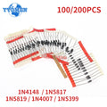 100/200pcs Fast Switching Schottky Diode 1N4148 1N5817 1N5819 1N4007 1N5399 Rectifier Diodes Kit DO-41 / DO-35 / DO-15