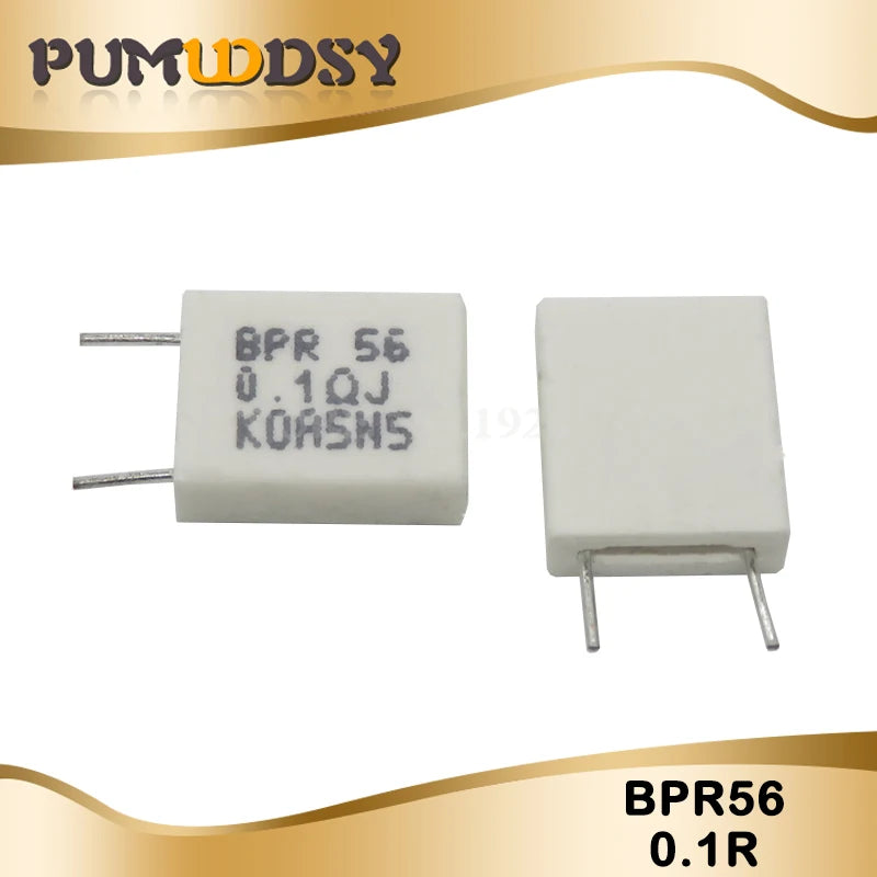100PCS BPR56 5W 0.1 0.15 0.22 0.25 0.33 0.5 ohm Non-inductive Ceramic Cement Resistor 0.1R 0.15R 0.22R 0.25R 0.33R 0.5R