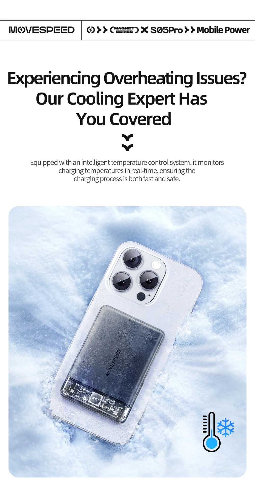 MOVESPEED S05Pro Magnetic Power Bank 5000mAh Wireless External Battery with Stand for MagSafe Powerbank for iPhone 16 15 Samsung