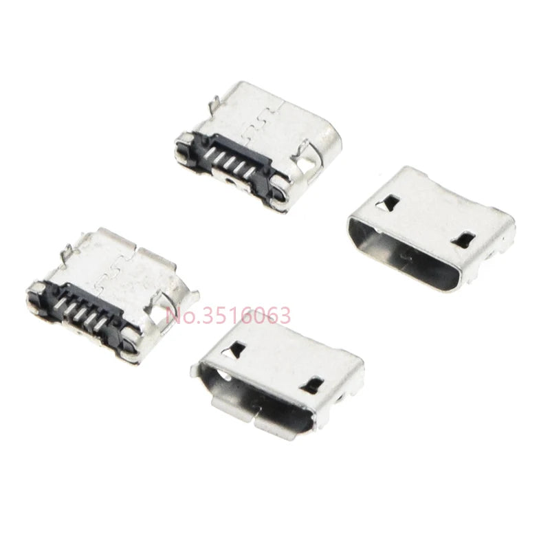 10PCS Micro USB 5pin 5.9mm DIP2 B Type With Curling/Flat Mouth Without Curling Side Female Connector For Mobile Phone Mini USB