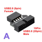 Motherboard USB2.0 9Pin to USB3.0 19pin Front Panel Connector Converter USB 3.0 19/20pin to USB 2.0 9pin Male/Female Adapter