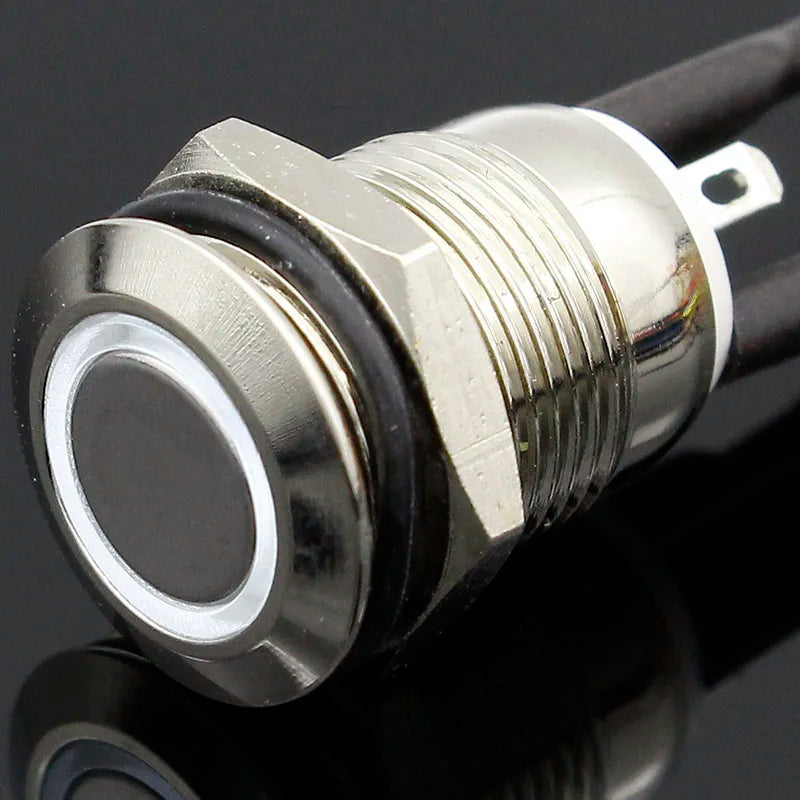 1PC 12MM with LED 3V 5V 12V 24V 220V Metal Button Switch Momentary push button auto reset waterproof illuminated