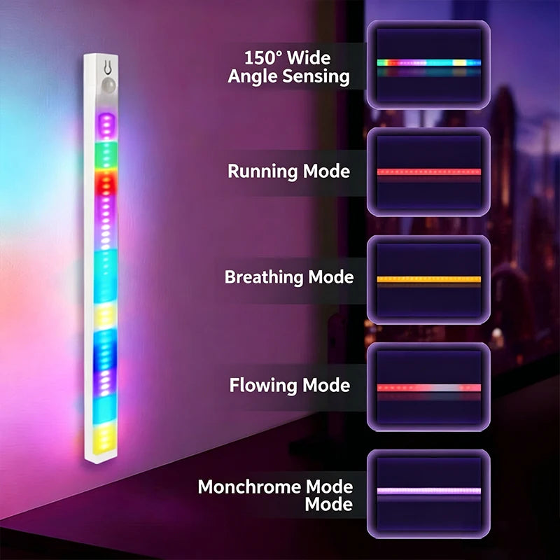 RGB Ambient Sensor Light -  Rechargeable Magnetic Wall Lamp Mood Ambient Light for Cabinet Hallway Stair